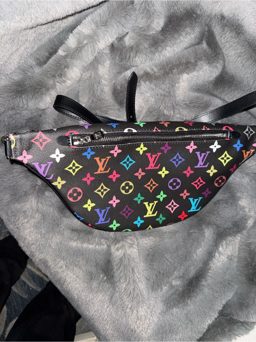 Source Unknown Crossbody Bum Bag Fanny Pack Black & Colorful new nwot - Picture 3 of 4